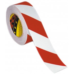 FITA SINAL AUTO-ADESIV 5cmX25m BRAN/VERM CX 2RL 